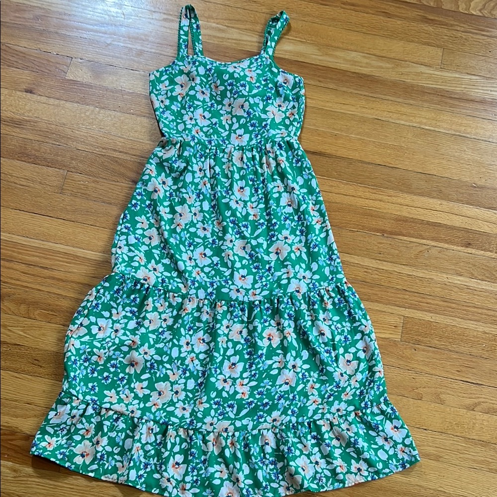 Jessica Simpson Green Ruffled Maxi Sundress